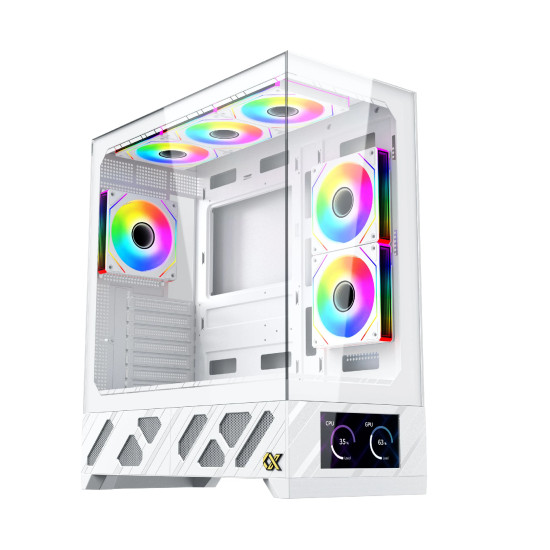 Кутия за компютър Xigmatek Case ATX - Alphard Pro Arctic - 6 inch LCD Display, 6 ARGB Fans