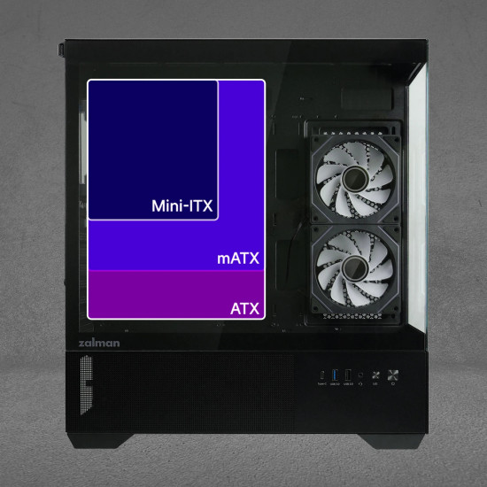Кутия за компютър Zalman Chronix ATX, Mid Tower, Tempered Glass, Black