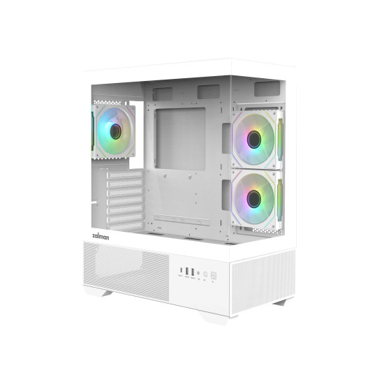 Кутия за компютър Zalman Case ATX - Chronix WHITE V2 - 3 x 120 mm A-RGB, USB-C, Tempered Glass
