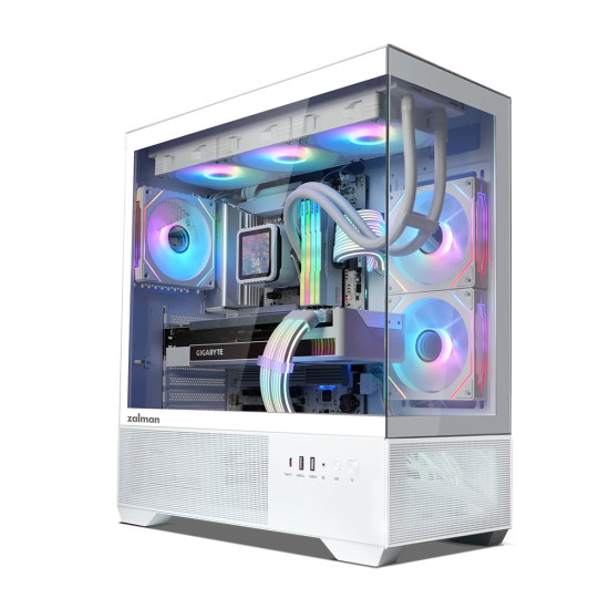 Кутия за компютър Zalman Case ATX - Chronix WHITE V2 - 3 x 120 mm A-RGB, USB-C, Tempered Glass