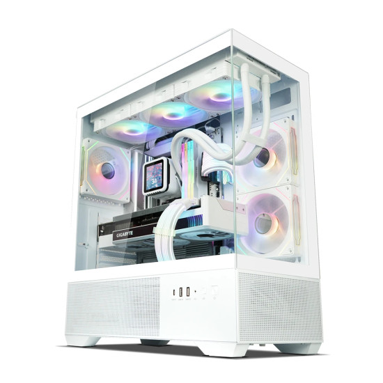 Кутия за компютър Zalman Case ATX - Chronix WHITE V2 - 3 x 120 mm A-RGB, USB-C, Tempered Glass