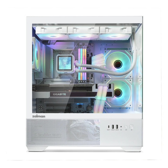 Кутия за компютър Zalman Case ATX - Chronix WHITE V2 - 3 x 120 mm A-RGB, USB-C, Tempered Glass