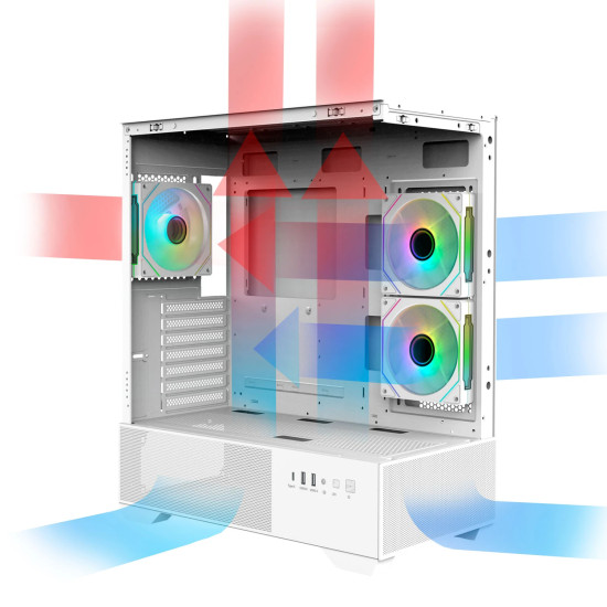 Кутия за компютър Zalman Case ATX - Chronix WHITE V2 - 3 x 120 mm A-RGB, USB-C, Tempered Glass