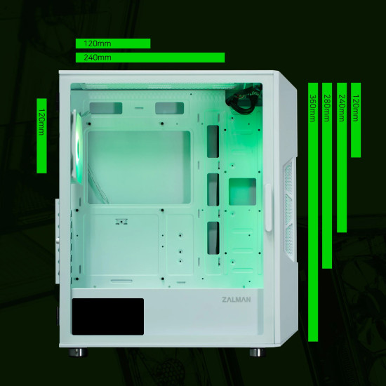 Кутия за компютър Zalman Case ATX - i3 NEO ARGB - Mesh, aRGB, Tempered Glass, White