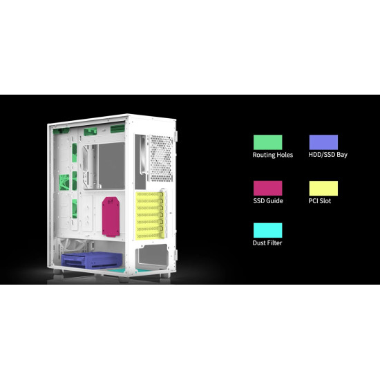 Кутия за компютър Zalman Case ATX - i3 NEO ARGB - Mesh, aRGB, Tempered Glass, White