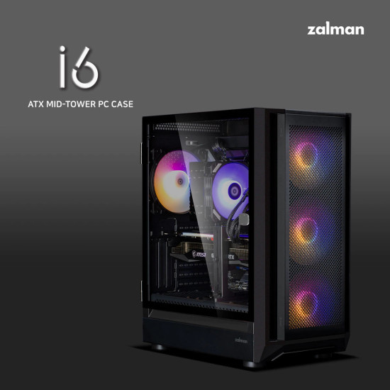 Кутия за компютър Zalman Case EATX - I6 Black - RGB, Tempered Glass, 3 fans included