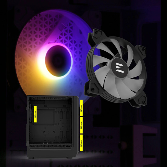 Кутия за компютър Zalman Case EATX - I6 Black - RGB, Tempered Glass, 3 fans included