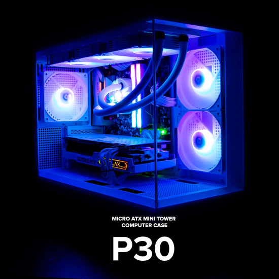 Кутия за компютър Zalman Case mATX - P30 White - aRGB, Tempered Glass