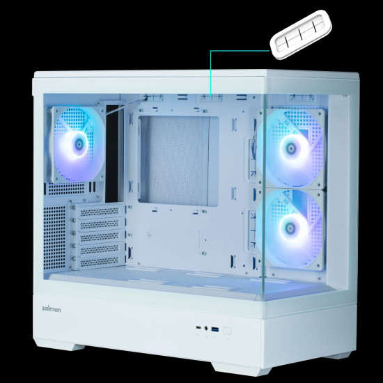 Кутия за компютър Zalman Case mATX - P30 White - aRGB, Tempered Glass