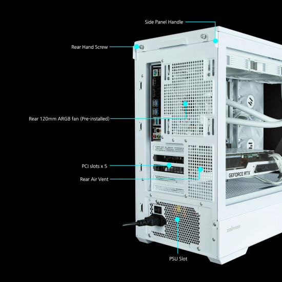Кутия за компютър Zalman Case mATX - P30 White - aRGB, Tempered Glass