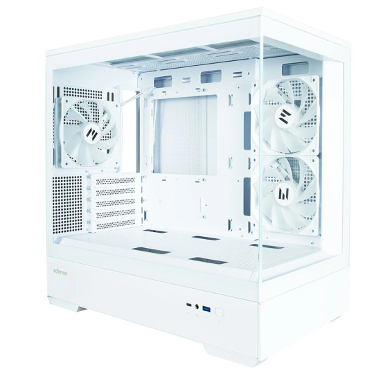 Кутия за компютър Zalman Case mATX - P30 White - aRGB, Tempered Glass