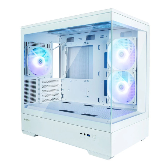 Кутия за компютър Zalman Case mATX - P30 White - aRGB, Tempered Glass
