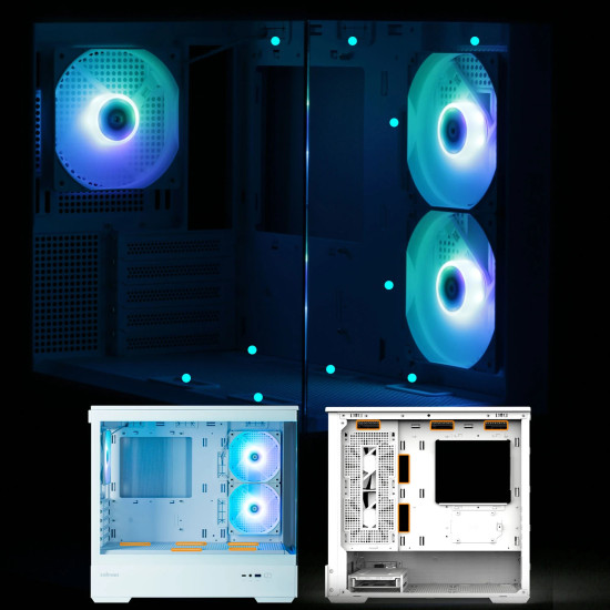 Кутия за компютър Zalman Case mATX - P30 White - aRGB, Tempered Glass