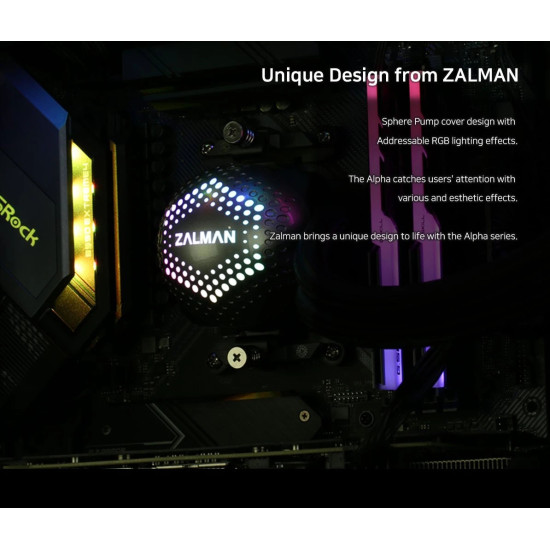 Водно охлаждане Zalman Water Cooling ALPHA 36 BLACK - Addressable RGB - LGA1700/AM5