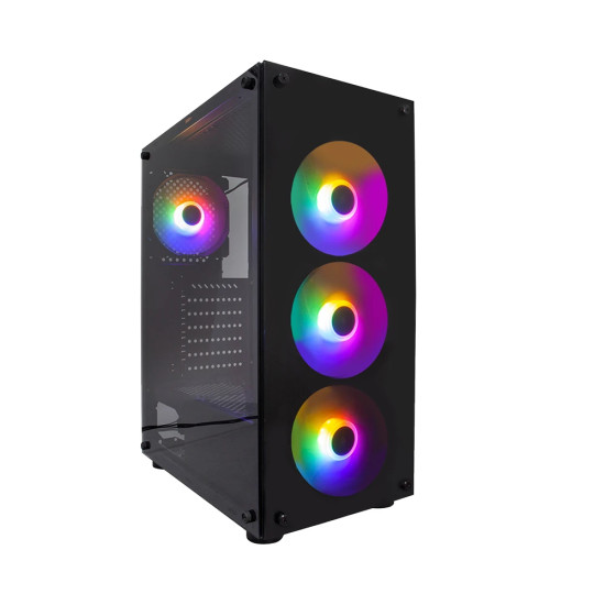 Кутия за компютър 1stPlayer Case ATX - Fire Dancing V3-B RGB - 4 fans included