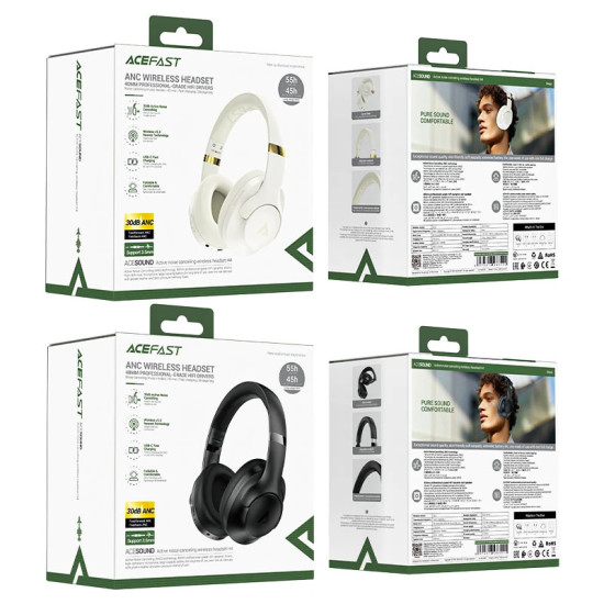 Безжични слушалки Acefast Active Noise Canceling Wireless Headphones - H4 Black