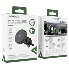 Стойка за телефон за кола Acefast Car phone holder - for Air vent, Magnetic Qi2 Wireless Charging - D33 Qi2 - Black