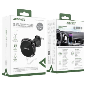 Стойка за телефон за кола Acefast Car phone holder - for Air vent, Wireless Magnetic Wireless Charging - D31 - Black