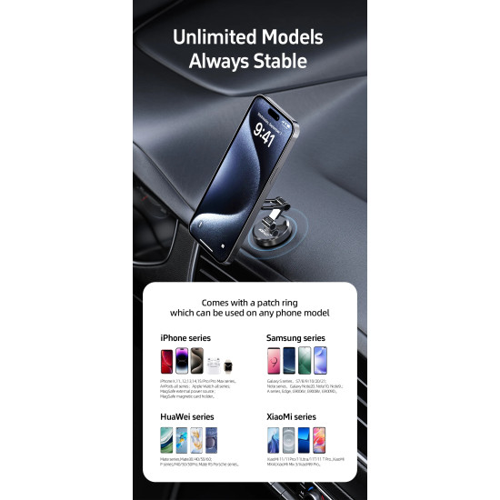 Стойка за телефон за кола Acefast Car phone holder - Metal, Magnetic Ring, 360 deg - D20 - Grey