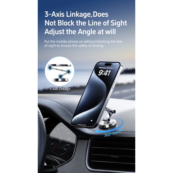 Стойка за телефон за кола Acefast Car phone holder - Metal, Magnetic Ring, 360 deg - D20 - Grey
