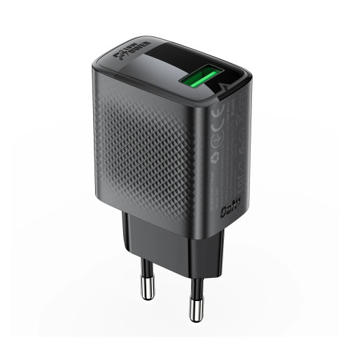 Зарядно Acefast Charger Wall GaN Quick Charge 18W - A90 - USB-A x 1, Black