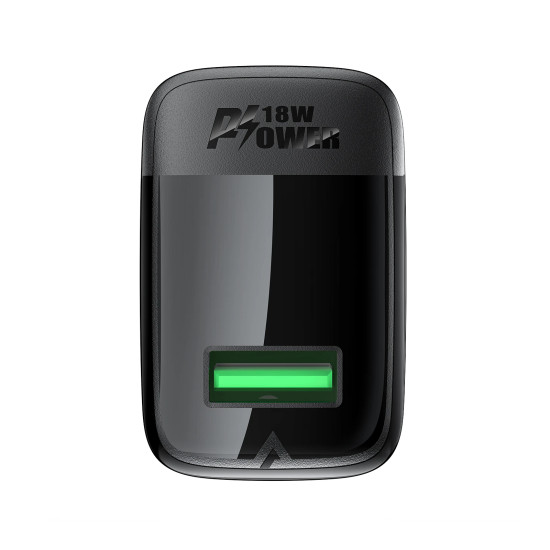 Зарядно Acefast Charger Wall GaN Quick Charge 18W - A90 - USB-A x 1, Black