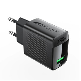 Зарядно Acefast Charger Wall GaN Quick Charge 18W - A90 - USB-A x 1, Black