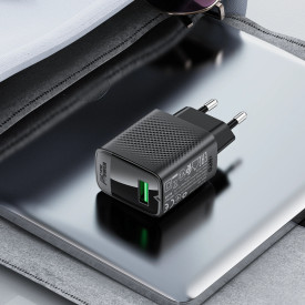 Зарядно Acefast Charger Wall GaN Quick Charge 18W - A90 - USB-A x 1, Black