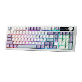 Безжична клавиатура Ajazz Wireless Gaming Mechanical Keyboard AK980 V2 - Maillard Switch [Linear] (English US), Purple, White