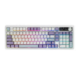 Безжична клавиатура Ajazz Wireless Gaming Mechanical Keyboard AK980 V2 - Maillard Switch [Linear] (English US), Purple, White