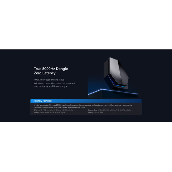 Безжична мишка ATK Wireless Gaming Mouse F1 EXTREME LEVIATAN - 8K, Omron Optical Switches, Blue