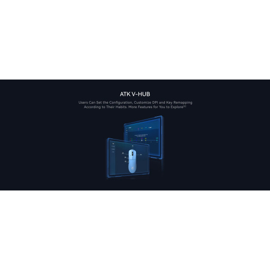 Безжична мишка ATK Wireless Gaming Mouse F1 EXTREME LEVIATAN - 8K, Omron Optical Switches, Blue