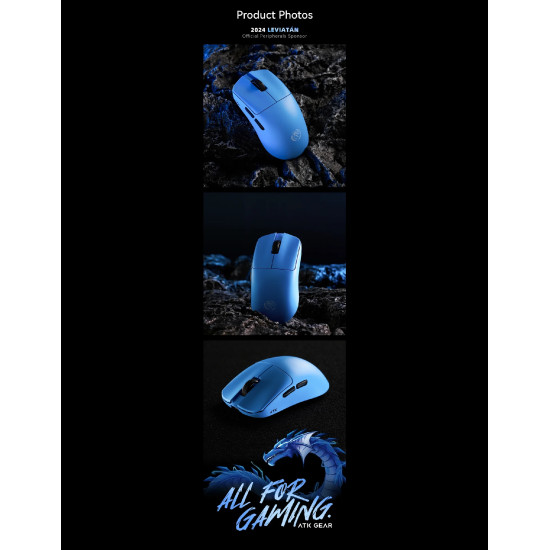 Безжична мишка ATK Wireless Gaming Mouse F1 EXTREME LEVIATAN - 8K, Omron Optical Switches, Blue