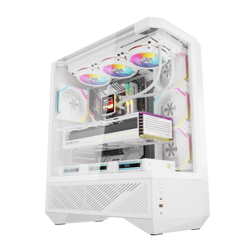 Кутия за компютър Darkflash Case ATX - DY460 White - 4 x 120 mm A-RGB fans included, USB-C