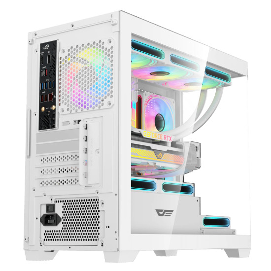Кутия за компютър Darkflash Case mATX - DS900M White - 6 x 120 mm Infinity Mirror A-RGB