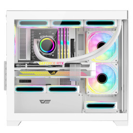 Кутия за компютър Darkflash Case mATX - DS900M White - 6 x 120 mm Infinity Mirror A-RGB