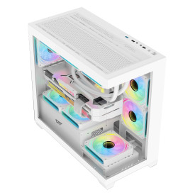 Кутия за компютър Darkflash Case mATX - DS900M White - 6 x 120 mm Infinity Mirror A-RGB