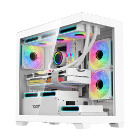 Кутия за компютър Darkflash Case mATX - DS900M White - 6 x 120 mm Infinity Mirror A-RGB