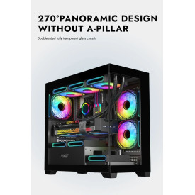 Кутия за компютър Darkflash Case mATX - DS900M White - 6 x 120 mm Infinity Mirror A-RGB