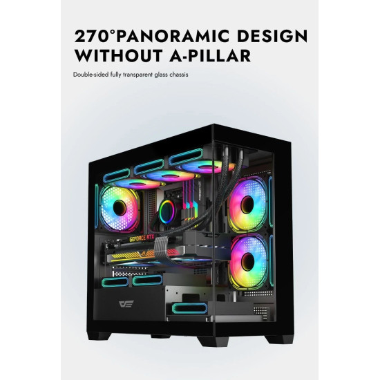 Кутия за компютър Darkflash Case mATX - DS900M White - 6 x 120 mm Infinity Mirror A-RGB