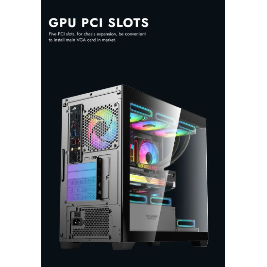 Кутия за компютър Darkflash Case mATX - DS900M White - 6 x 120 mm Infinity Mirror A-RGB