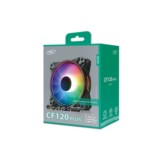 Комплект вентилатори DeepCool Fan Pack 3-in-1 3x120mm CF120 PLUS aRGB with controller