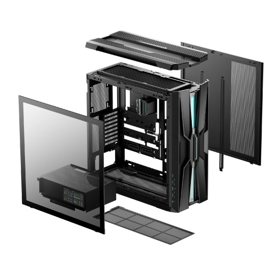 Кутия за компютър DeepCool Case EATX - GENOME III - 420 mm AIO Pre-Installed, LCD Display