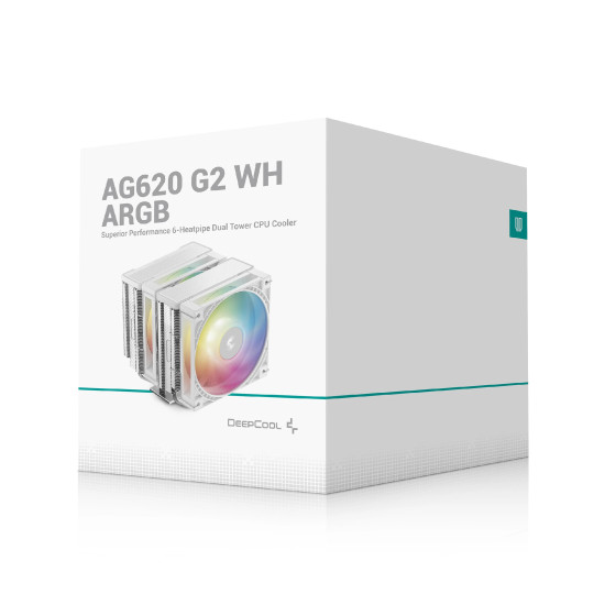 Охладител за процесор DeepCool CPU Cooler AG620 G2 WH ARGB - Dual-Tower - LGA1851/AM5