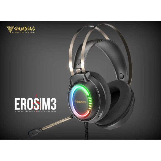 Слушалки Gamdias Gaming Heaphones - EROS M3 RGB USB - 50mm