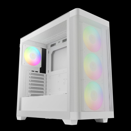 Кутия за компютър Gamdias Case E-ATX - ATHENA M3 White - USB-C, 4 x 120 mm A-RGB, Mesh, Tempered Glass