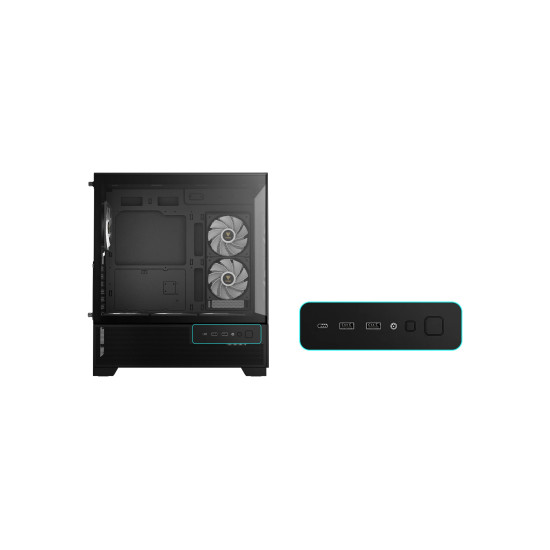 Кутия за компютър Gamdias Case mATX - AURA GC12 ARGB BK - 6 x 120 mm A-RGB, USB-C, Tempered Glass