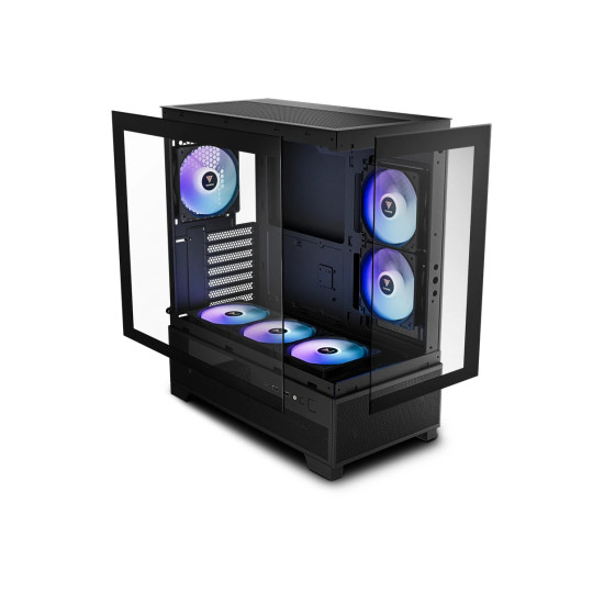 Кутия за компютър Gamdias Case mATX - AURA GC12 ARGB BK - 6 x 120 mm A-RGB, USB-C, Tempered Glass