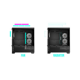 Кутия за компютър Gamdias Case mATX - AURA GC12 ARGB BK - 6 x 120 mm A-RGB, USB-C, Tempered Glass