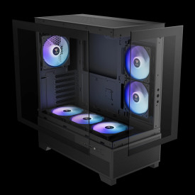 Кутия за компютър Gamdias Case mATX - AURA GC12 ARGB BK - 6 x 120 mm A-RGB, USB-C, Tempered Glass